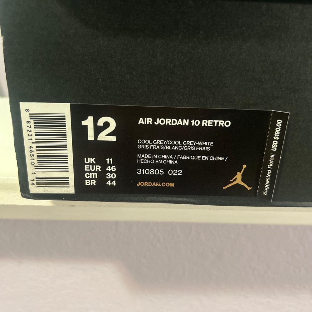 Size 12 - Nike Air Jordan 10 Retro 2018 Cool Grey Sz 12 Plus Receipt - Picture 3 of 16